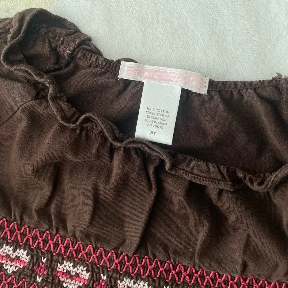 Janie and Jack Girls Fall Brown Long Sleeve Shirt Hearts - Picture 3 of 3